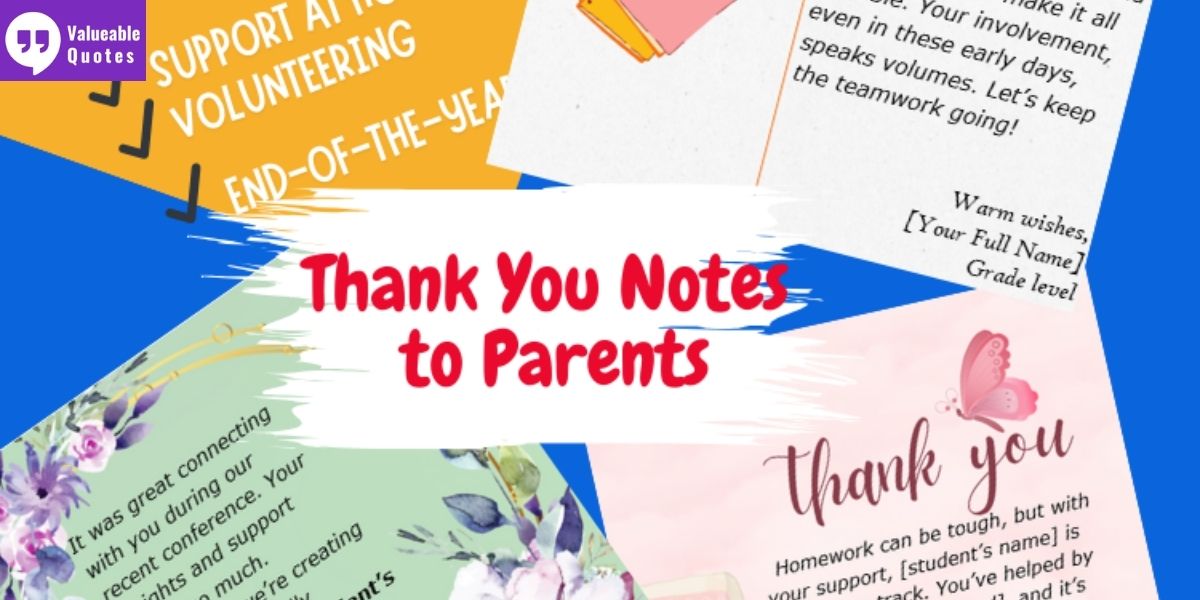 thank you note to parents from teacher for support